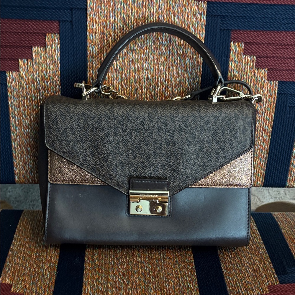 Michael Kors Brown and Gold Satchel